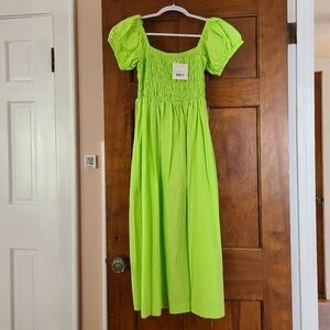 Lime Green Puff Sleeve Dress
